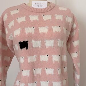 Princess Diana-inspired Warm and Wonderful black sheep sweater in pink, size M